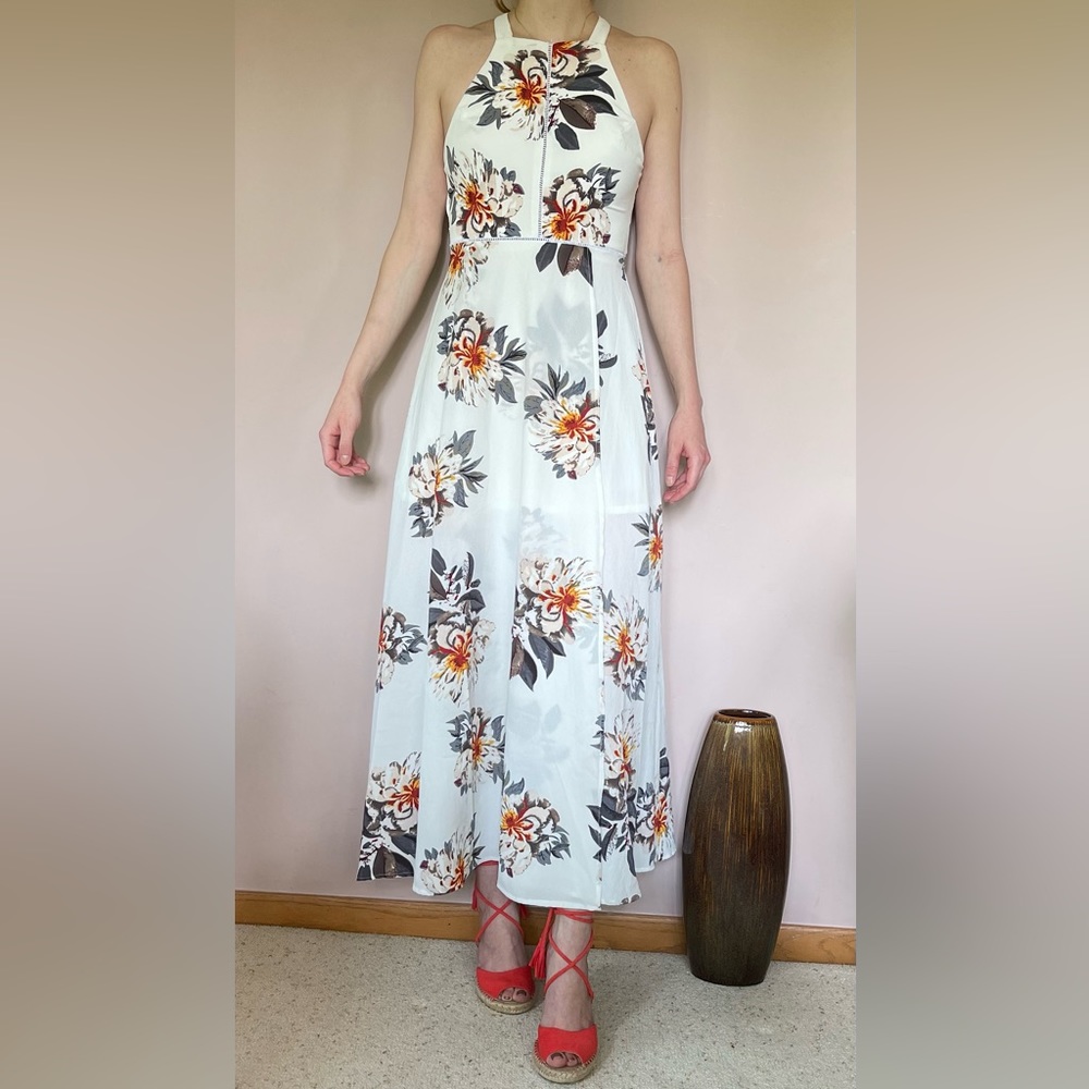 Floral Maxi Dress Open Back